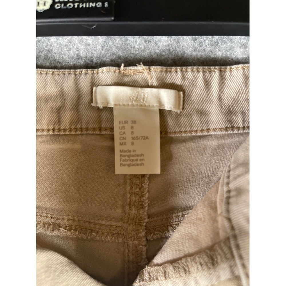 HM Womens Khaki Tan Chino Shorts Size 8 Cuffed Twill 5-Pocket Casual Summer
